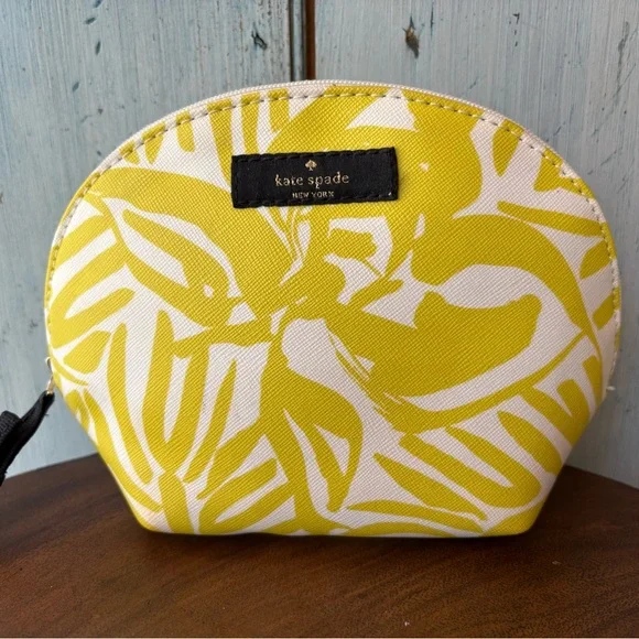 Kate Spade Citron & White Palm Print Cosmetics Bag - Picture 6 of 9